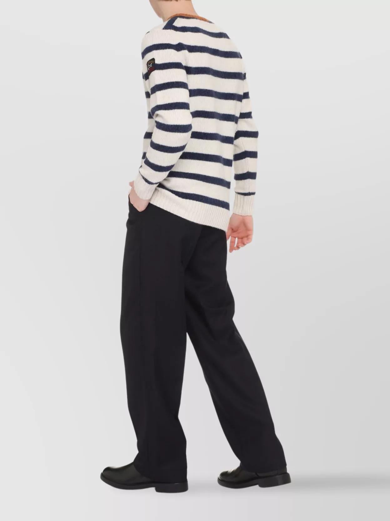 Paul & Shark Striped Crew-neck Wool-blend Sweater With Ribbed Knit