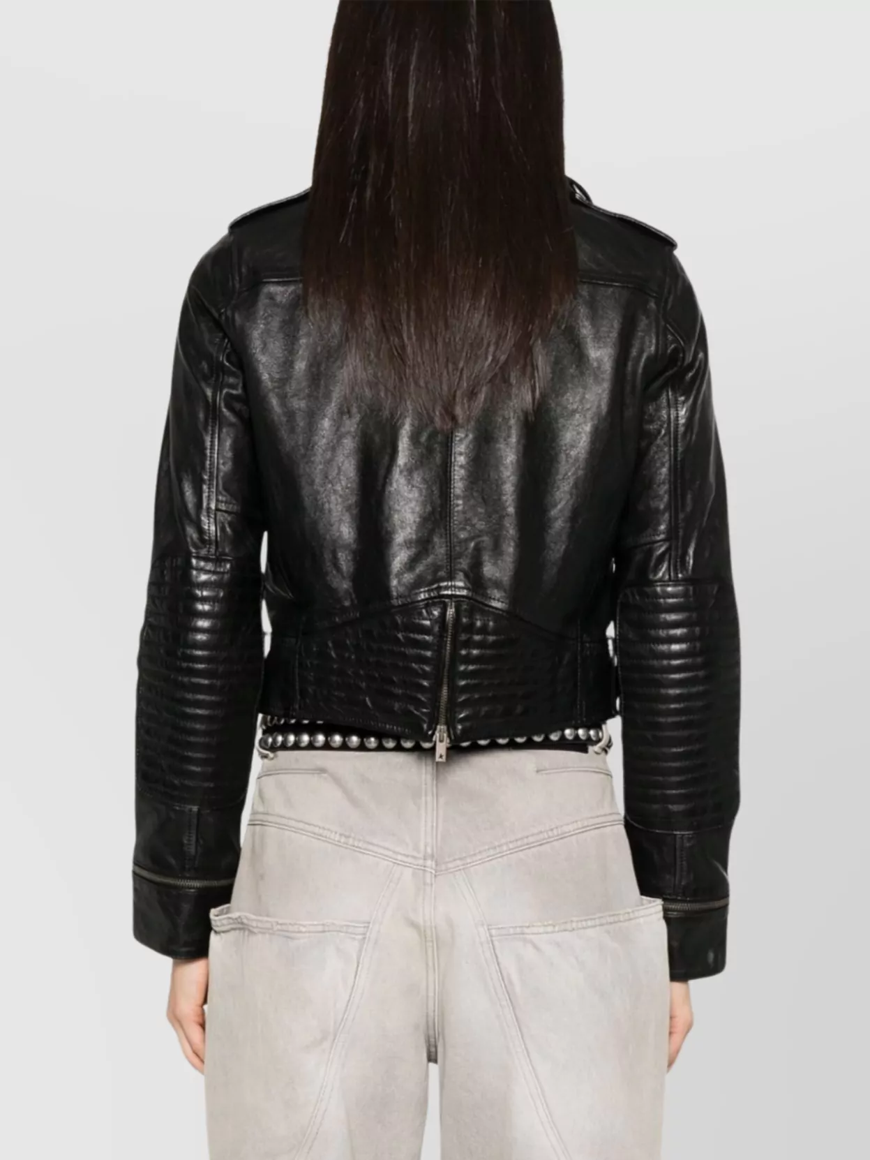Golden Goose Belted Cropped Leather Jacket