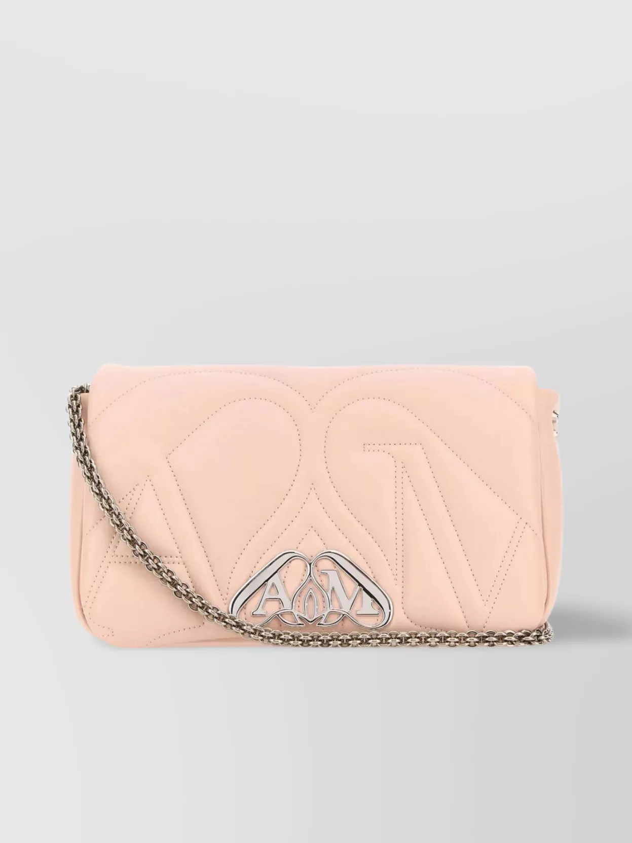 Shop Alexander Mcqueen Compact Leather Shoulder Bag With Quilted Design In Pastel