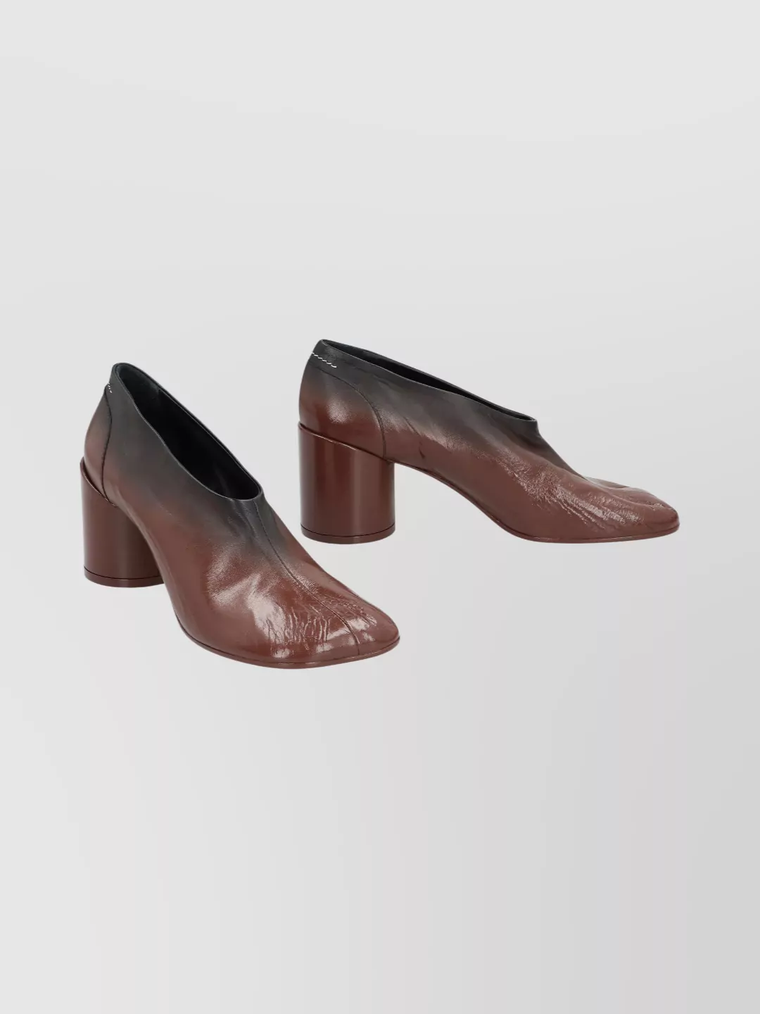 Mm6 Maison Margiela Leather Tabi Toe Pumps With Block Heel