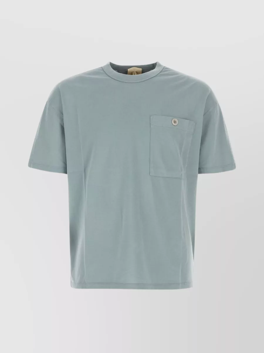 Shop Ten C Cotton Crew-neck T-shirt With Chest Pocket In Blue