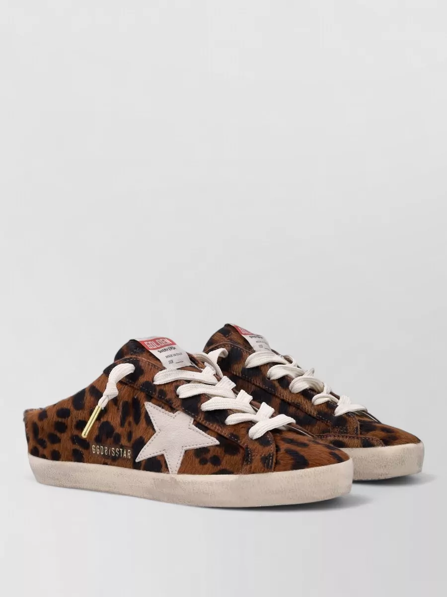 Golden Goose leather leopard-print open-back lace-up sneakers