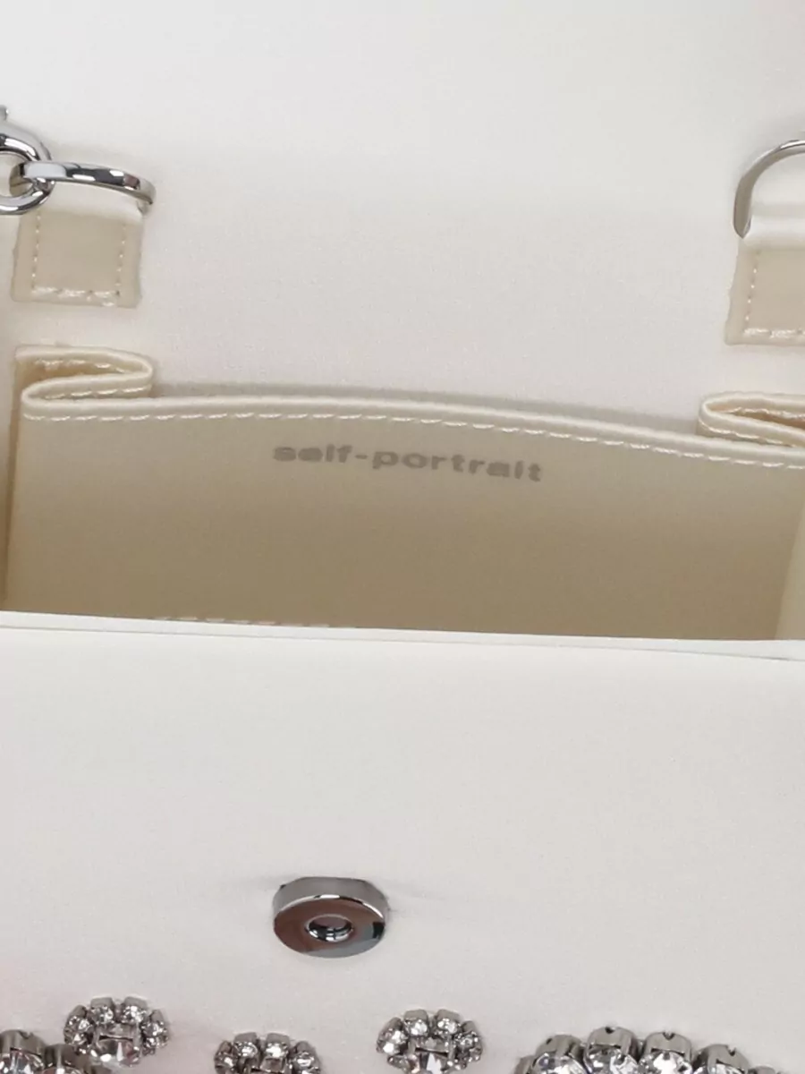 Self-Portrait The Bow Satin Crystal-Embellished Mini Bag