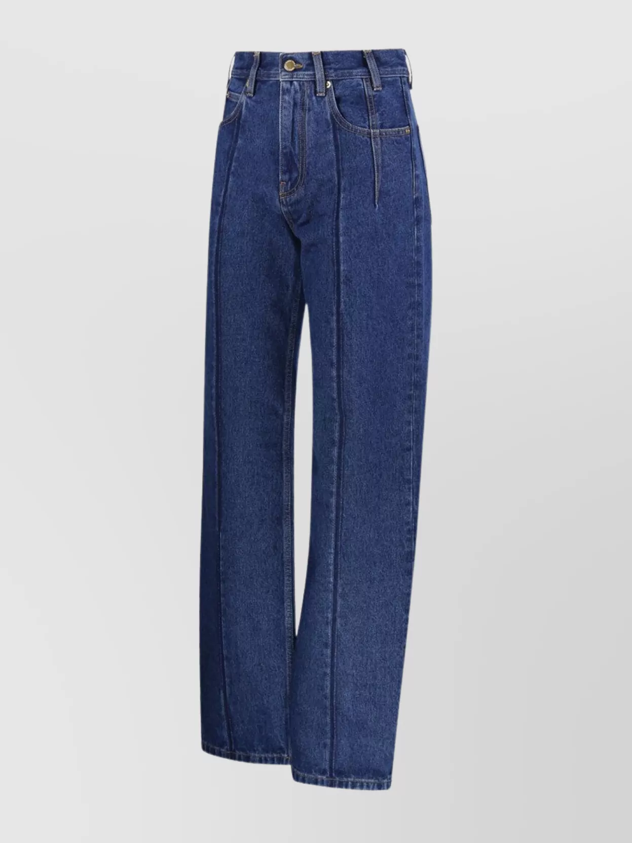 Darkpark Lu Straight Leg Pleat Effect Fitted Jeans In Blue