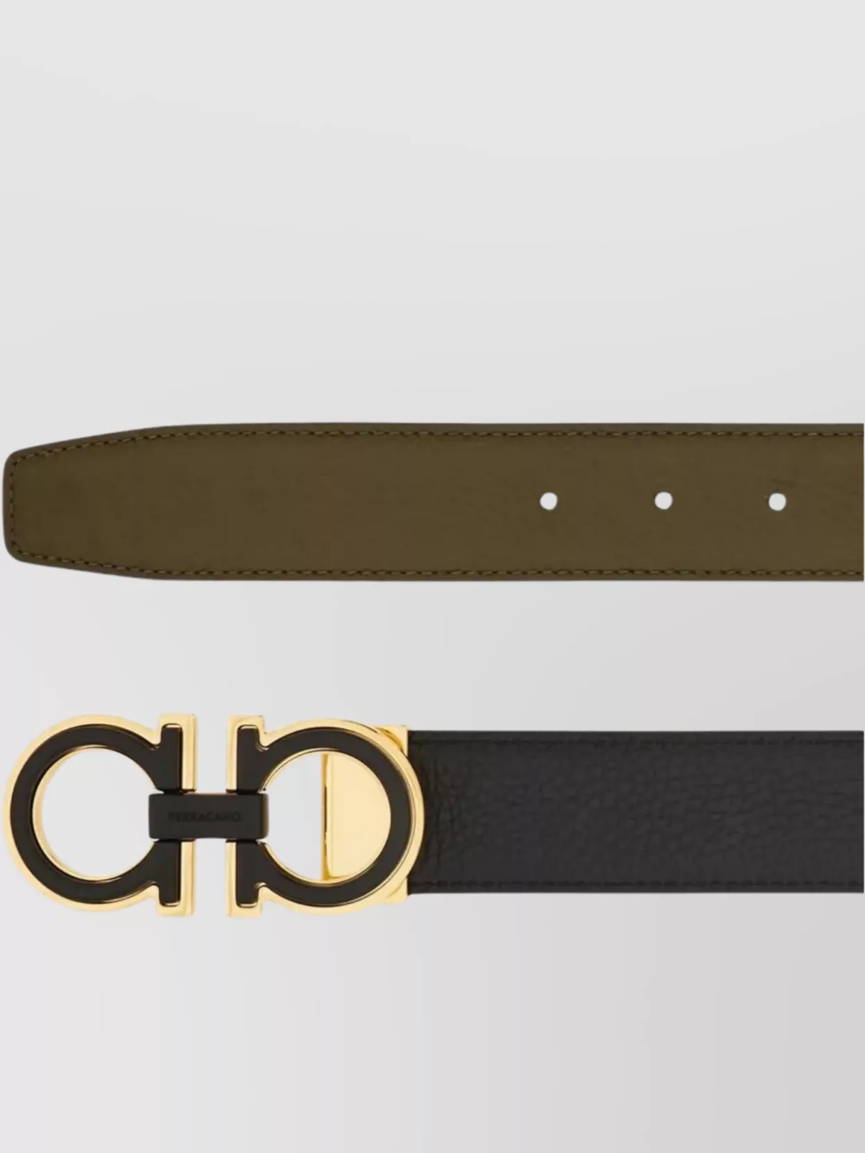 Ferragamo Double Buckle Reversible Gancini Belt
