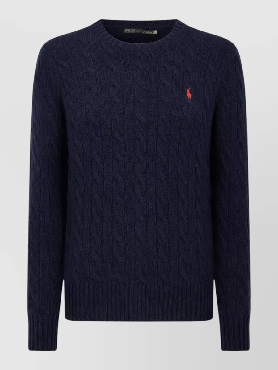Polo Ralph Lauren cable-knit slim-fit wool cashmere sweatshirt