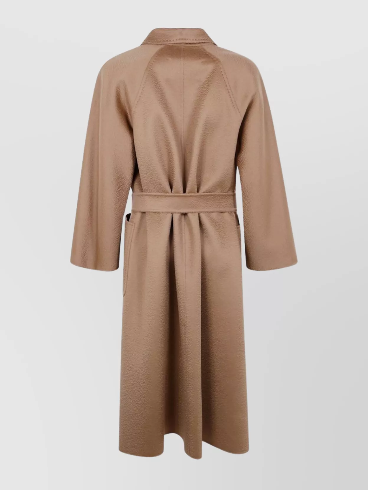 Max Mara Waist Belted Long Sleeve Coat Lapels Pockets In Nude