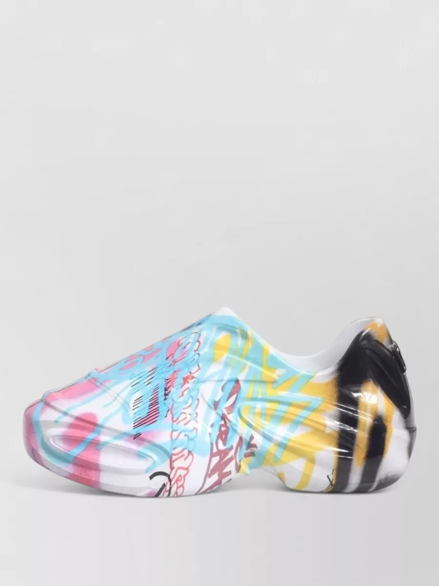 Dolce&Gabbana Leather Graffiti-Print Slip-On Sneakers