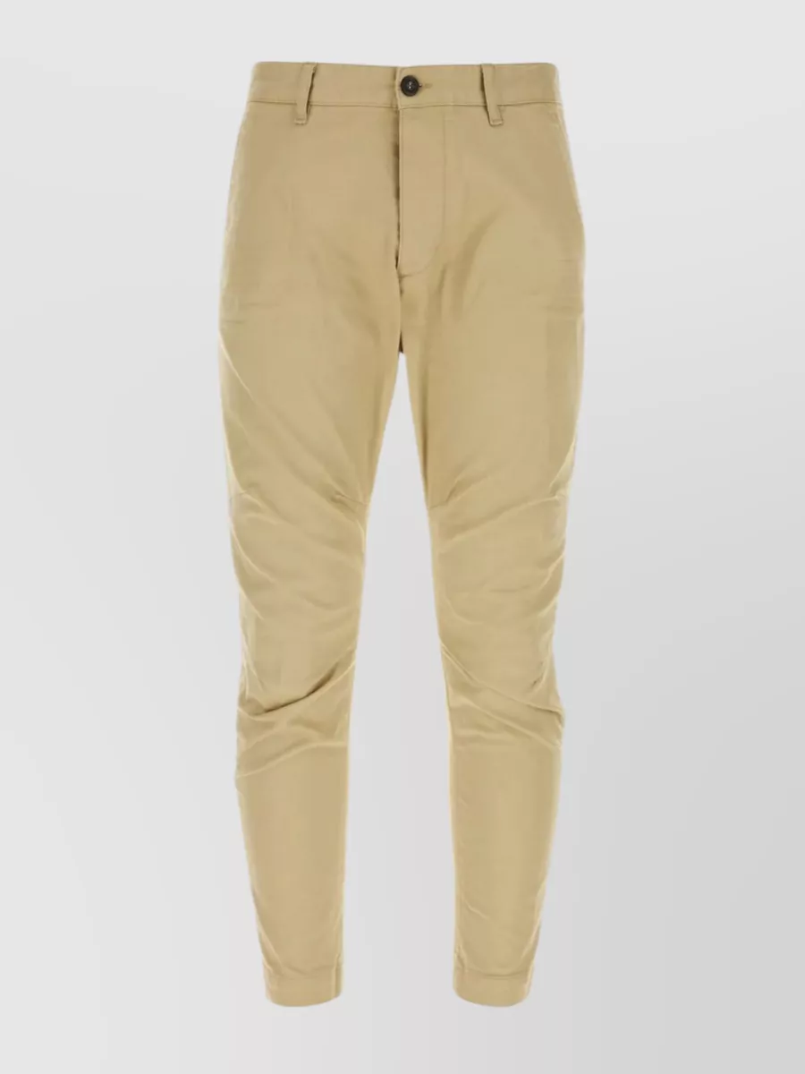 Shop Dsquared2 Streamlined Cotton Chino Trousers In Brown