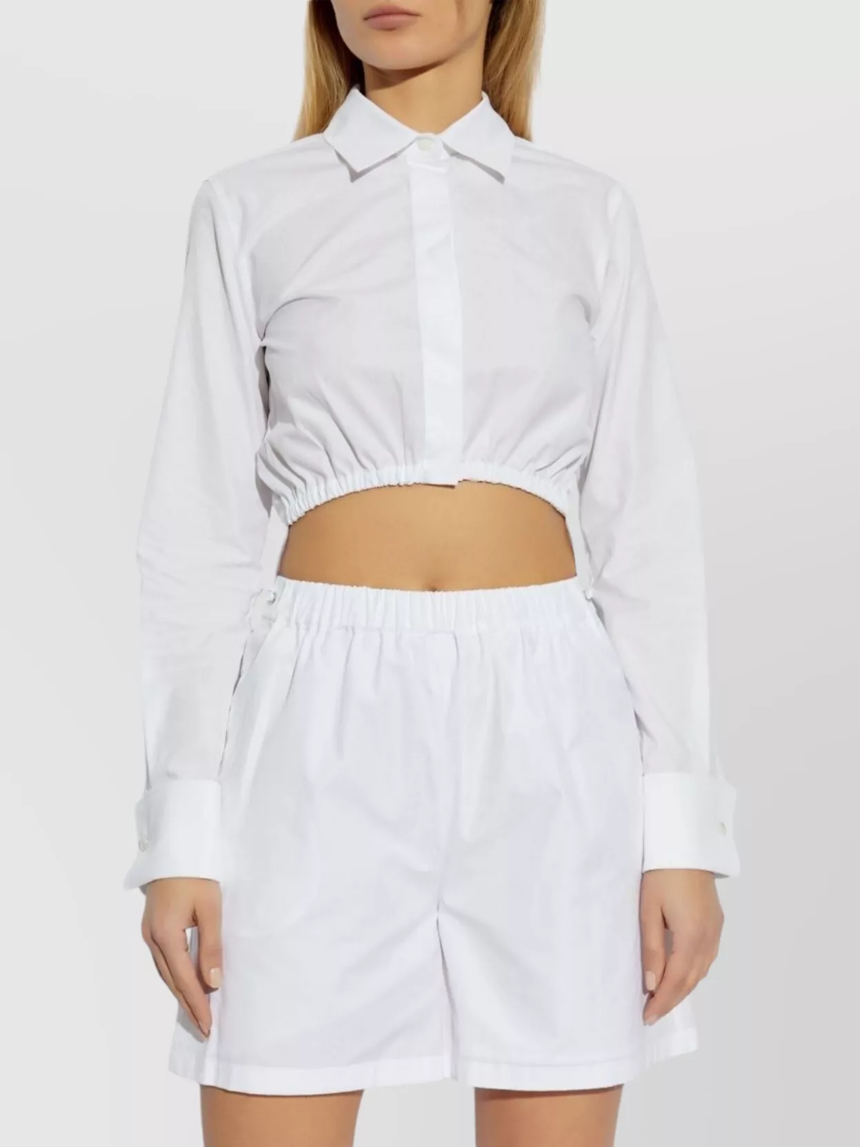 Max Mara Collared Long Sleeve Top With Elasticated Hem