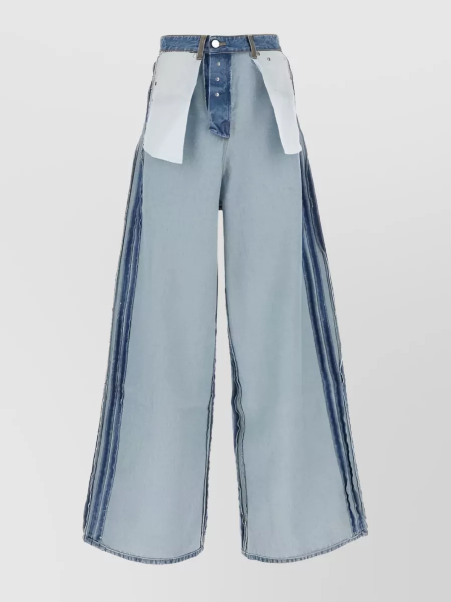 Shop Vetements Exposed Seam Denim Wide-leg Jeans In Blue
