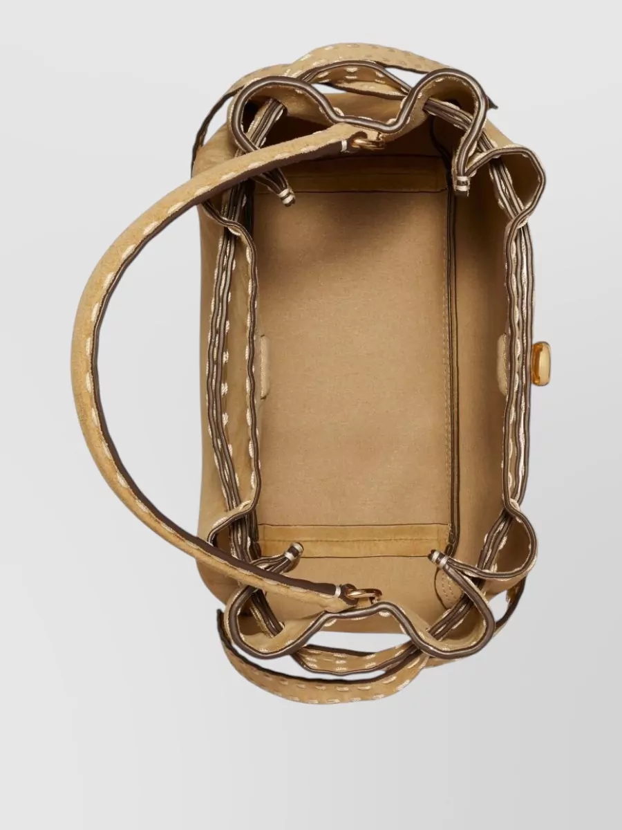Tory Burch Romy Suede Leather Bucket Bag