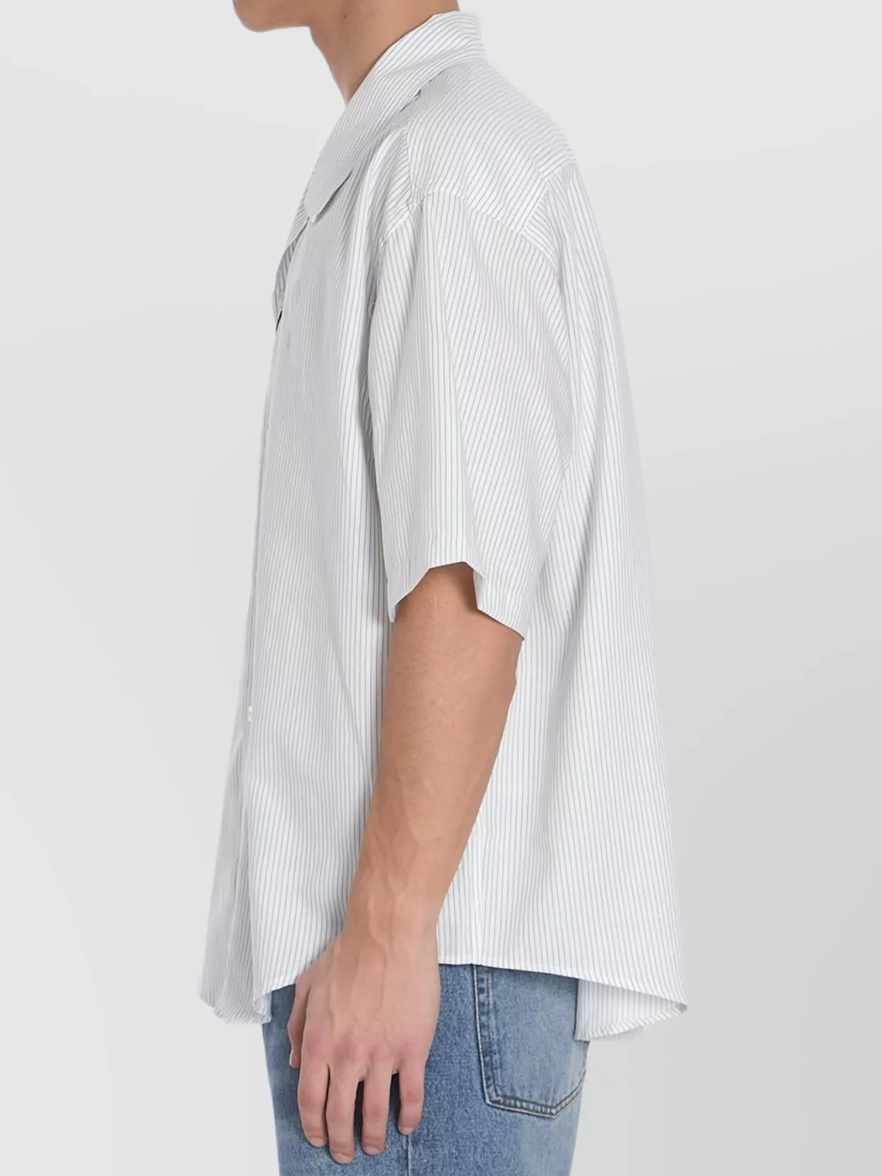 Ami Paris Striped Cotton Camp Collar Shirt