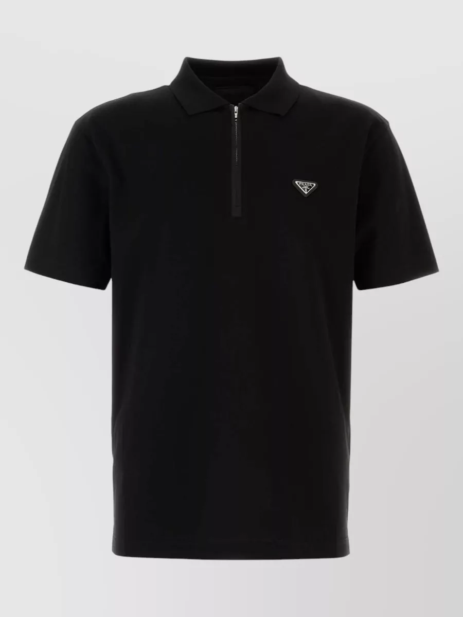 Prada Piquet Polo Shirt Featuring Short Sleeves