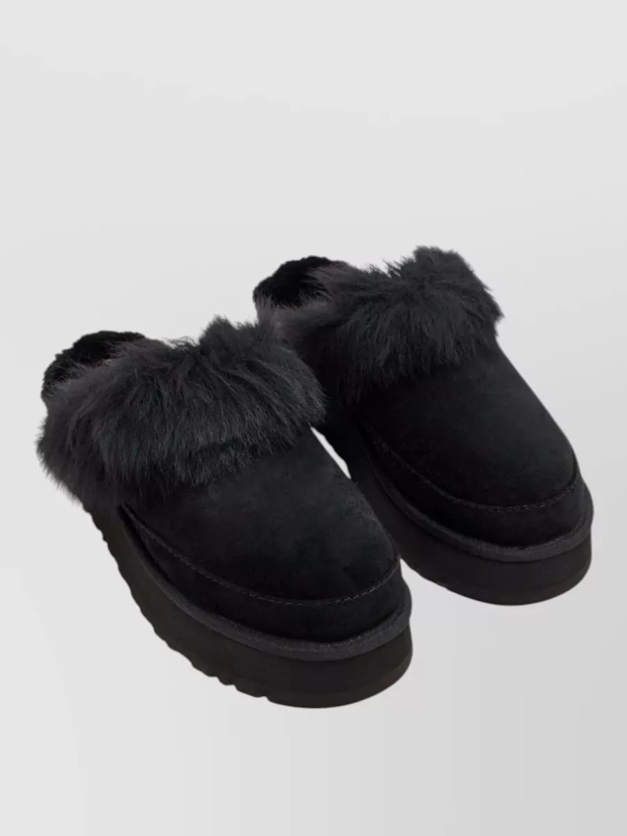 Ugg Suede Shearling Platform Slippers