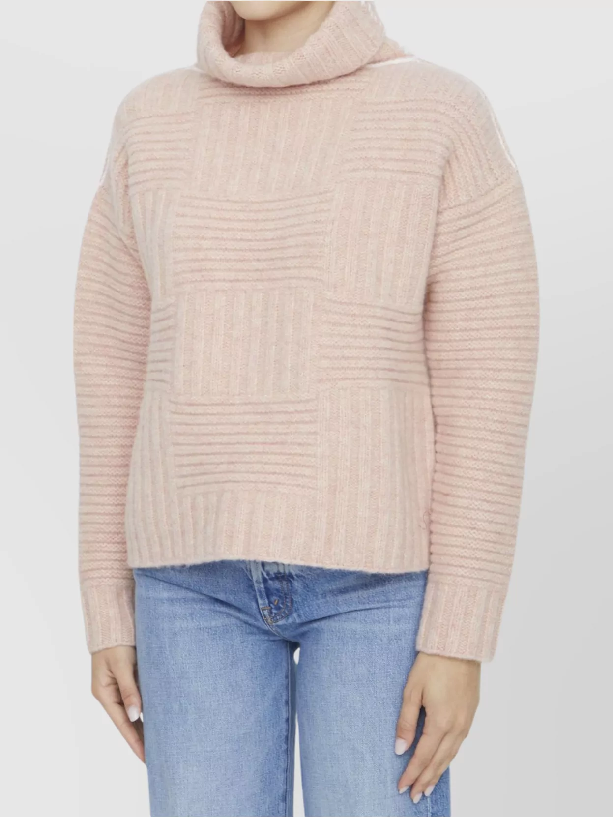 Bottega Veneta Ribbed Pattern Wool Turtleneck Sweater