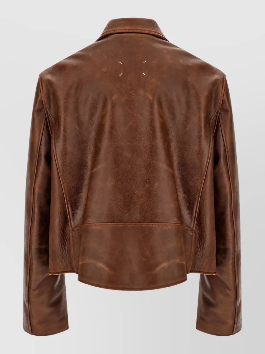 Maison Margiela Leather Cropped Biker Jacket