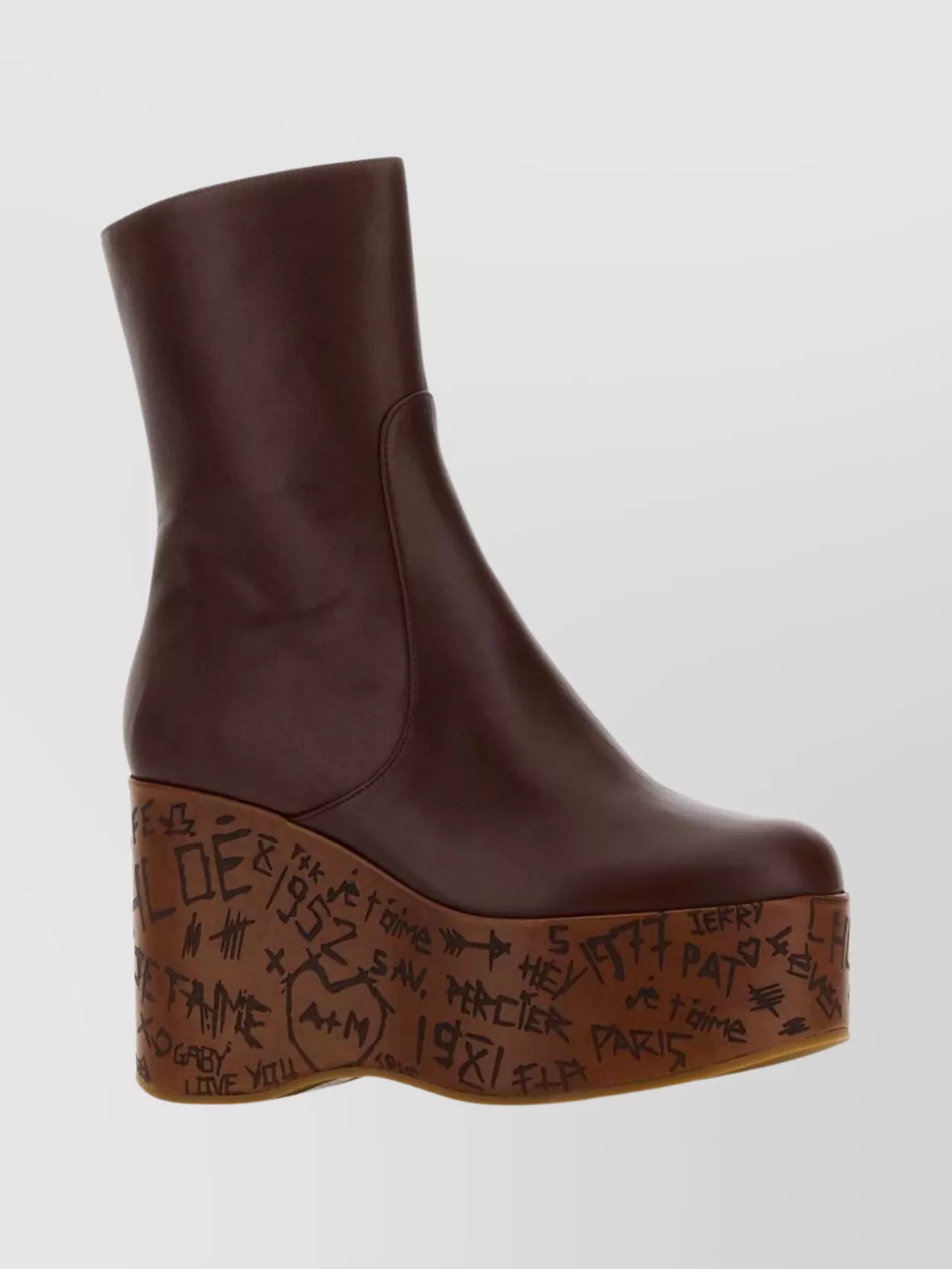 Chloé Maxime Wedge Ankle Boots With Platform Sole In Brown