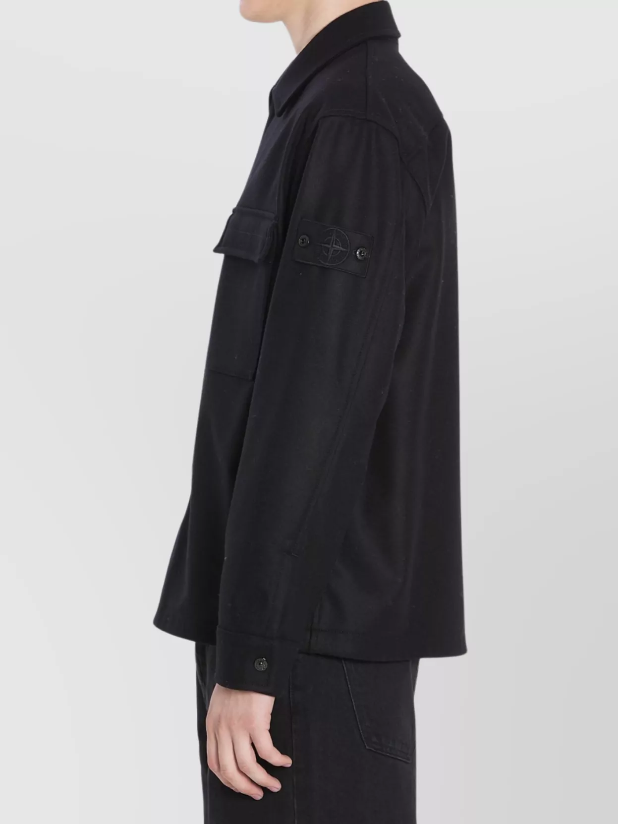 Stone Island Wool Blend Shirt With Chest And Flap Pockets