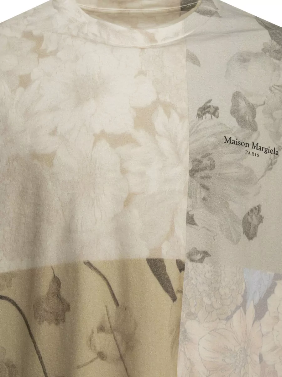 Maison Margiela Floral-Print Cotton Crewneck T-Shirt