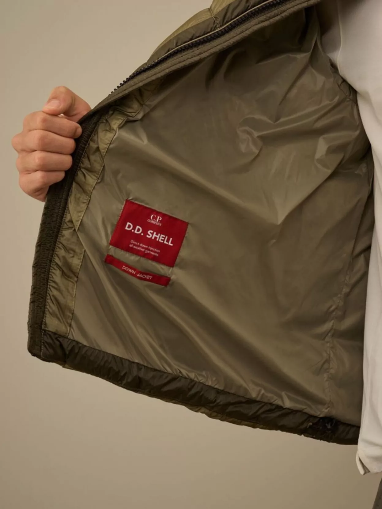 C.p. Company Hooded Down Jacket Featuring Adjustable Elements