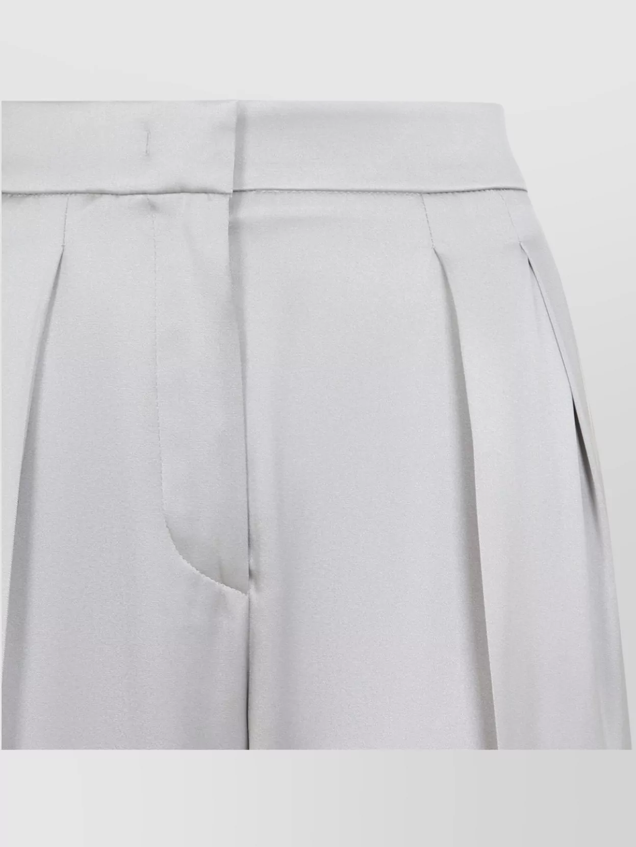 Giorgio Armani Grey Silk Satin Trousers With Double Pleats
