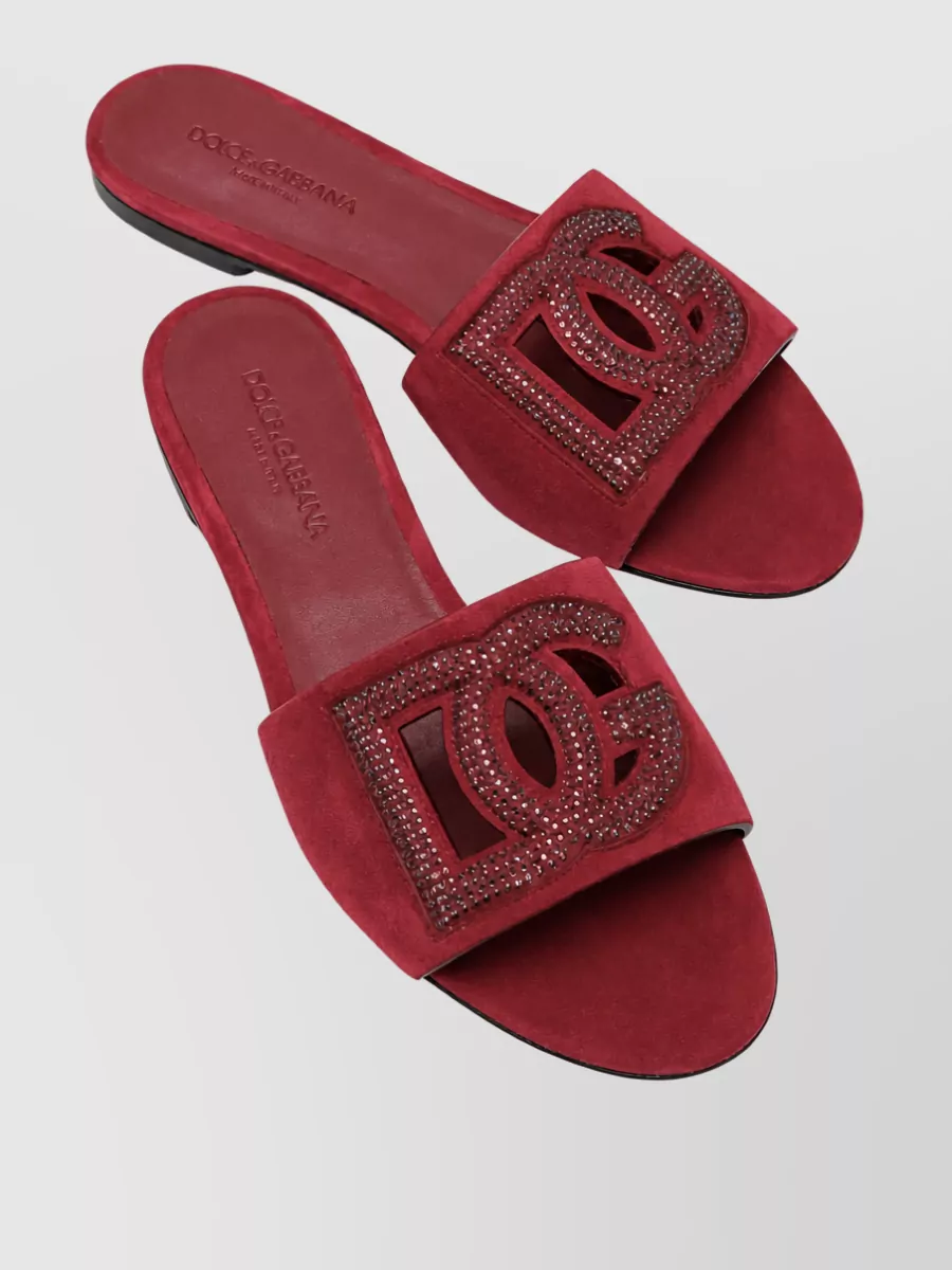 Dolce&Gabbana Crystal-Embellished Suede Slides