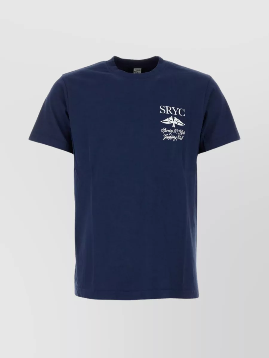 Shop Sporty And Rich Crew-neck Logo T-shirt In Soft Cotton In Blue