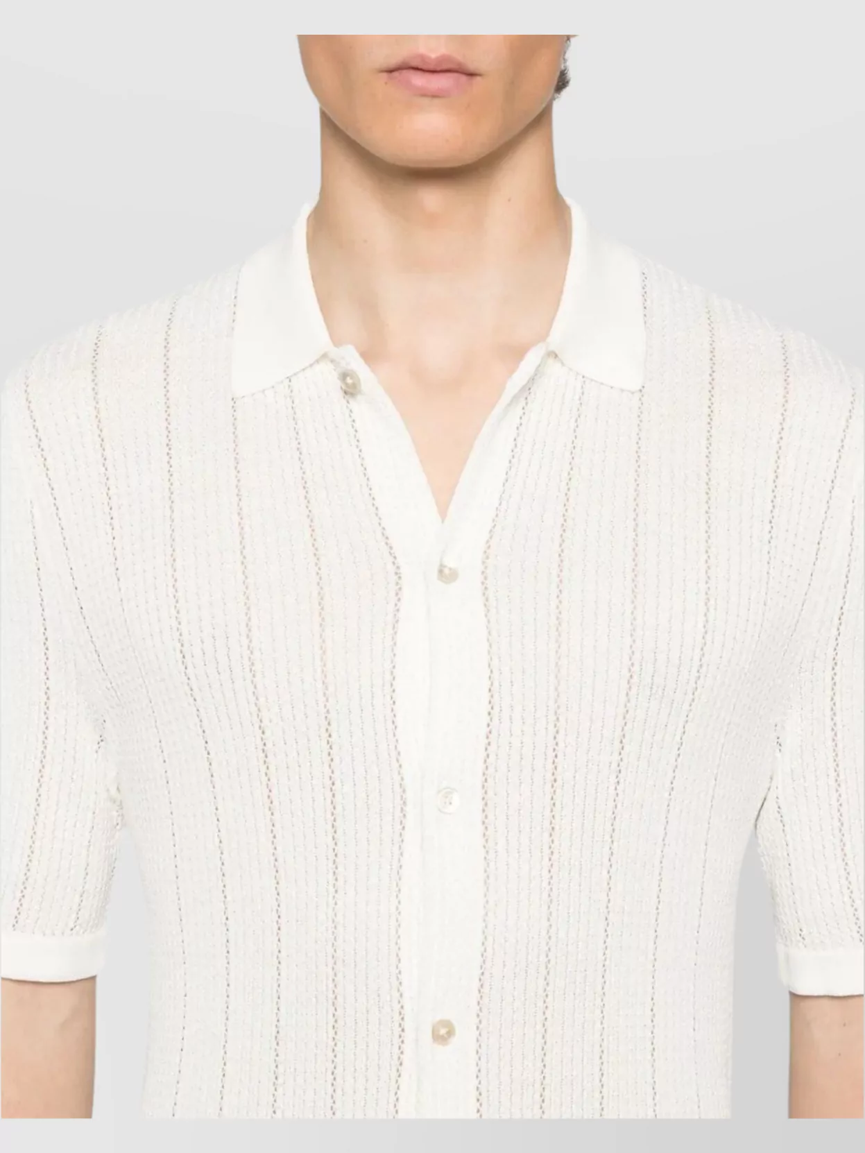 Eleventy Ribbed Knitted Shirt French Collar