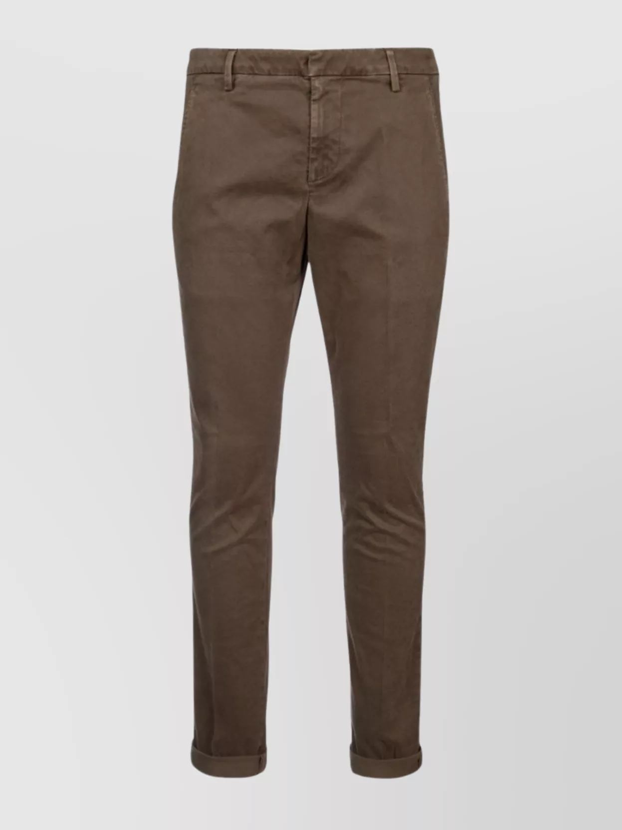 Dondup Rolled Cuffs Trousers Side Back Pockets In Brown