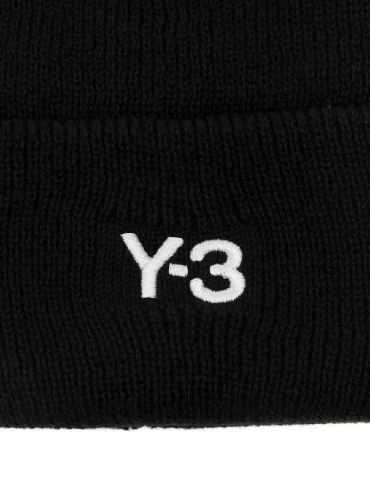 Y-3 Logo Ribbed Knit Hat With Turn-Up Brim
