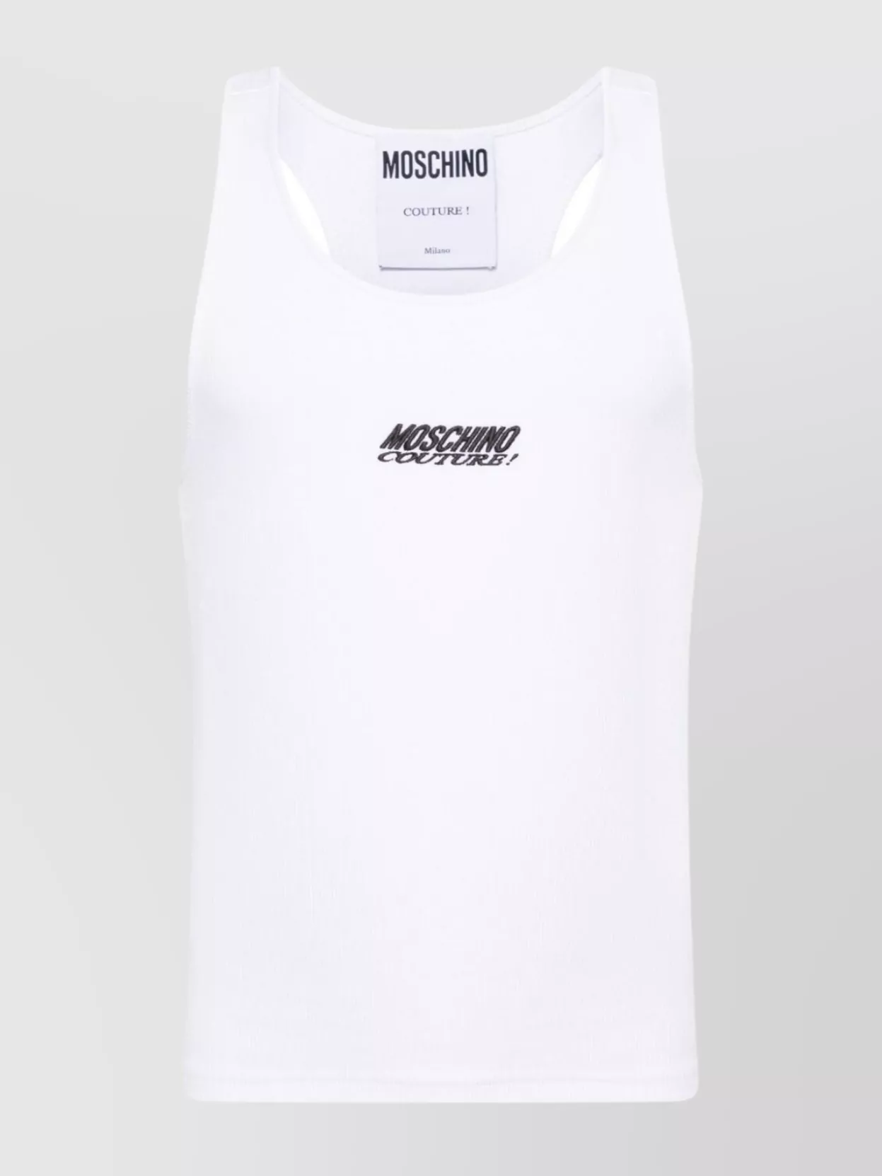 Shop Moschino Racerback Scoop Neck Sleeveless Vest In White