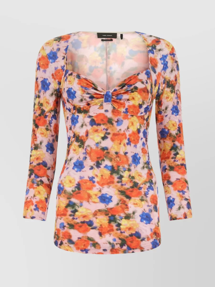 Shop Isabel Marant Floral Print Nylon Top With Jewel Detail In Pastel