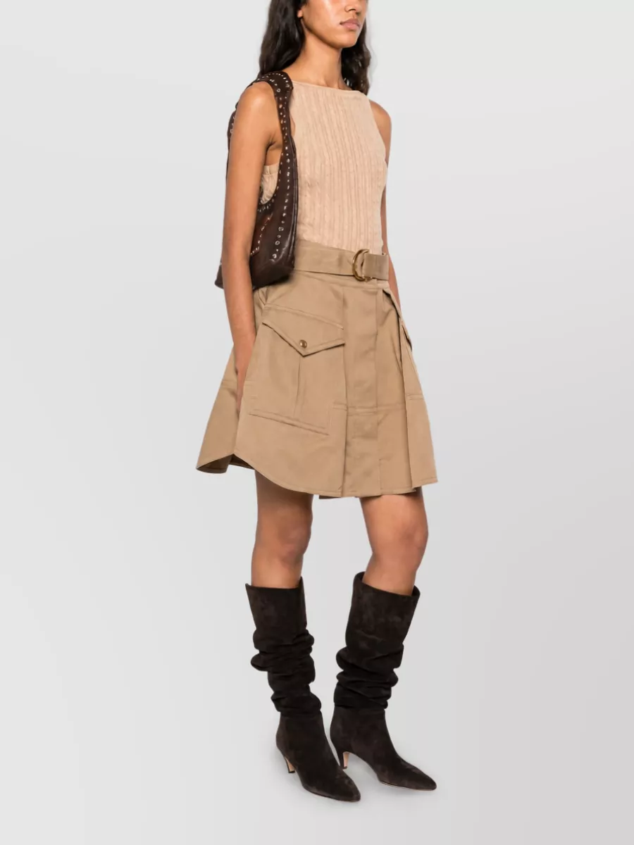 Zimmermann Cotton Belted Cargo Mini A-Line Skirt