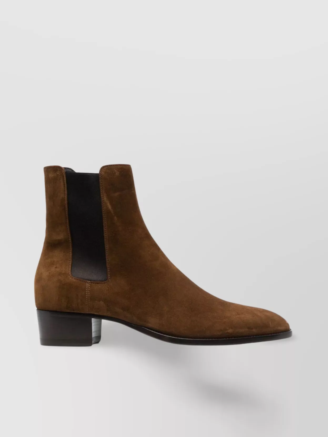 Shop Saint Laurent Streamlined Pointed Toe Chelsea Boots In Brown
