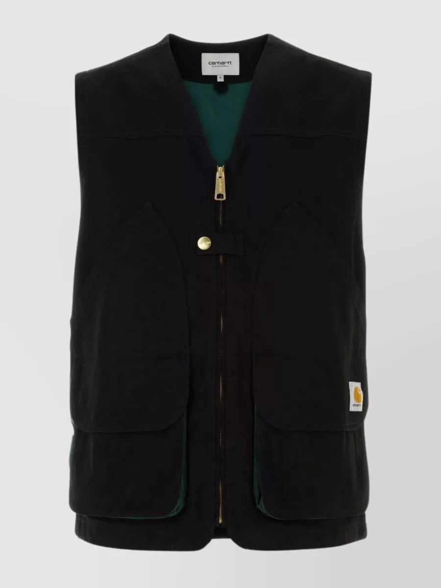 Shop Carhartt V-neckline Cotton Vest With Back Inserts In Cyan