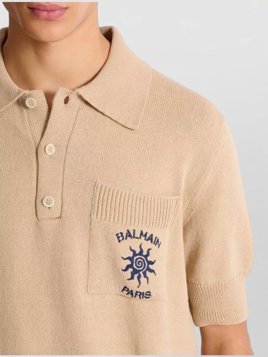 Balmain Ribbed Short-Sleeve Polo Shirt