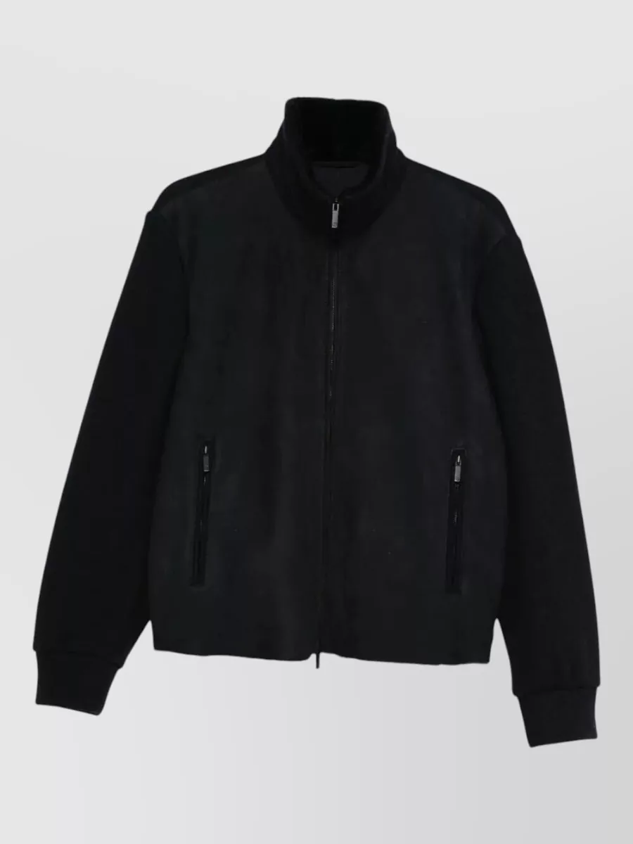 Giorgio Armani Lamb leather high neck jacket