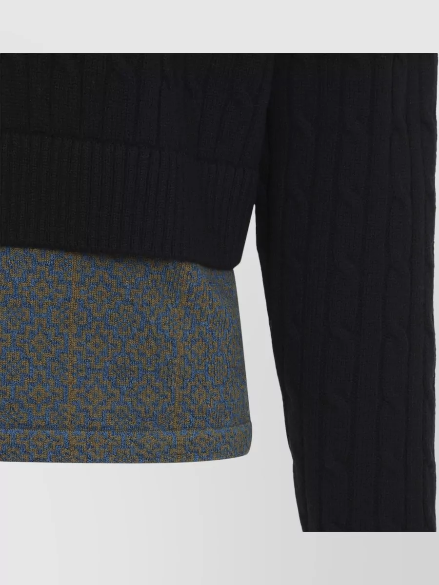 Dries Van Noten Wool Cable-Knit V-Neck Long-Sleeve Sweater