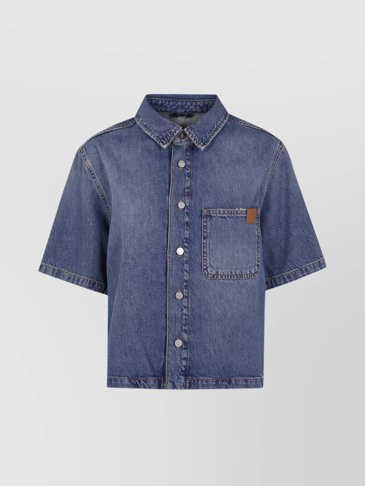Haikure Ionic Collared Chest Pocket Top In Blue