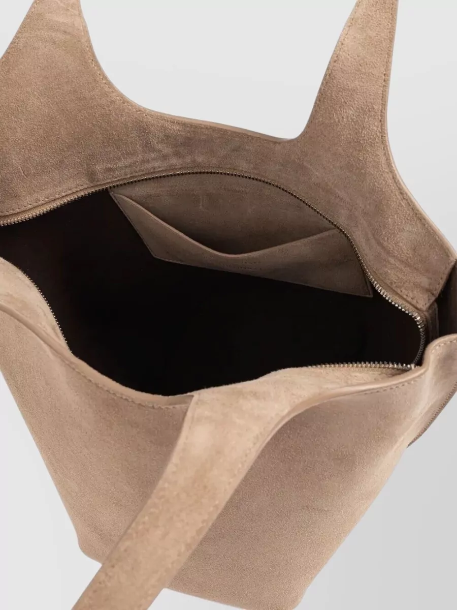 The Attico La Scoop Medium Suede Shoulder Bag Double Handles