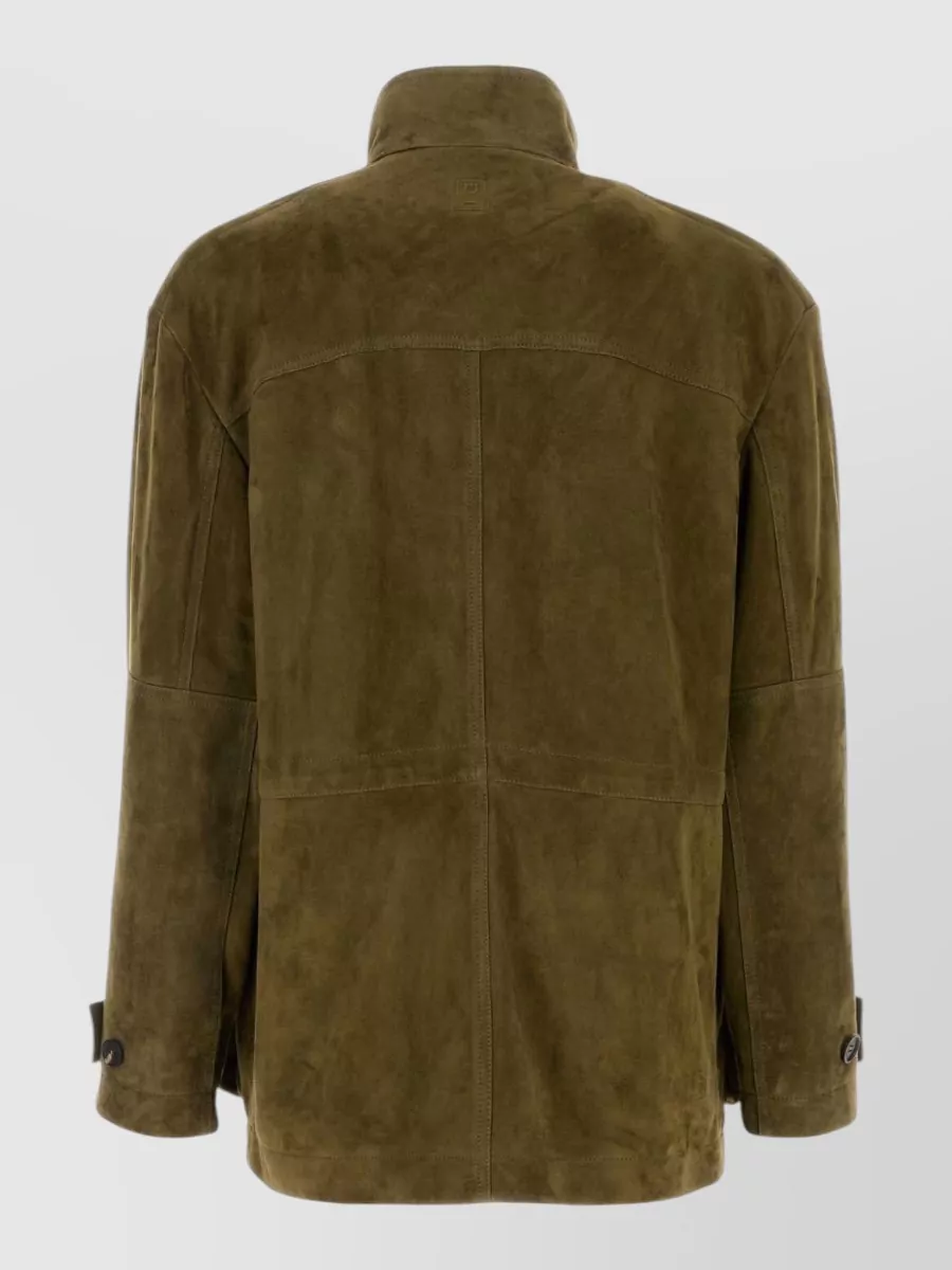 Ferragamo Lamb Leather Single Breasted Coat