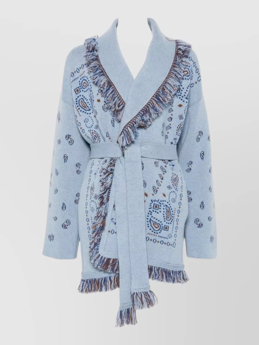 Alanui cashmere jacquard belted cardigan
