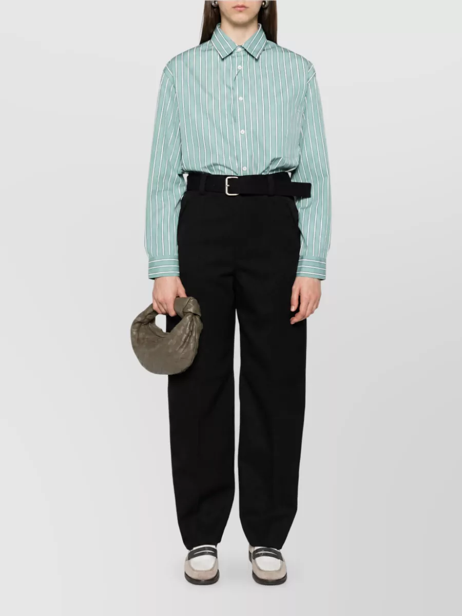 Bottega Veneta High Waist Belt Detail Straight Leg Pants