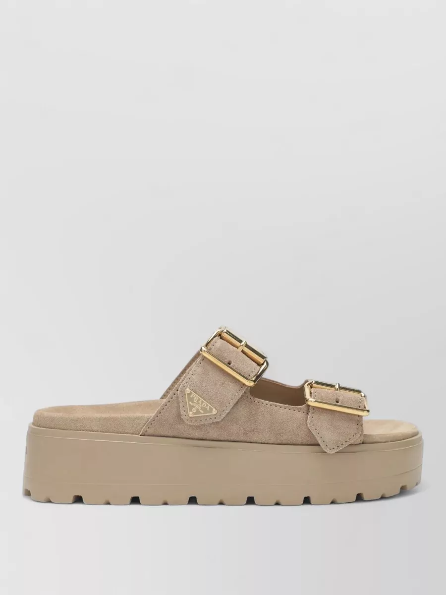 Prada Platform Sole Slides Open Toe Design