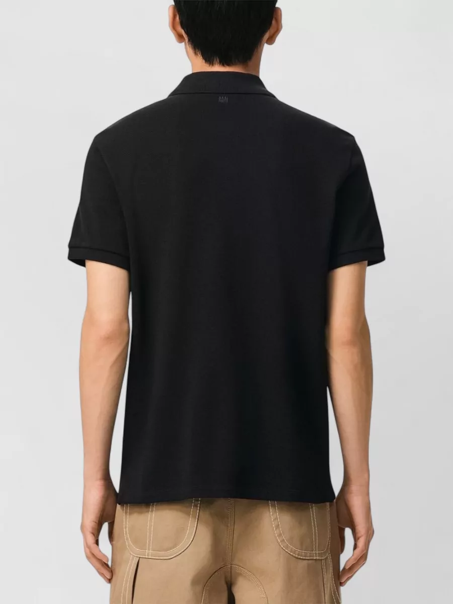 Ami Paris Cotton Piqué Logo-Embroidered Short-Sleeve Polo Shirt