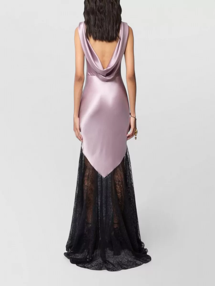 Nina Ricci Boat Neck Satin Dress Open Back