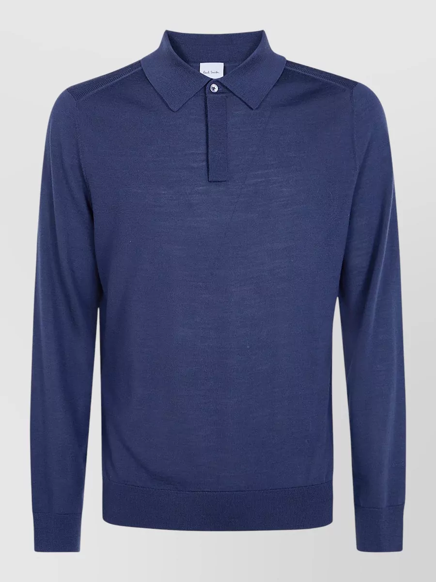 Paul Smith merino wool long-sleeve polo sweater