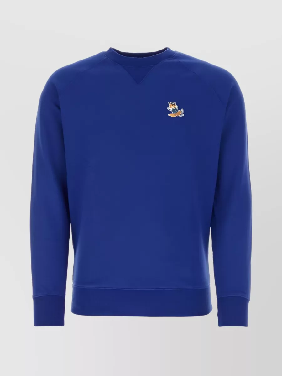 Shop Maison Kitsuné Signature Fox Crewneck Sweater In Blue