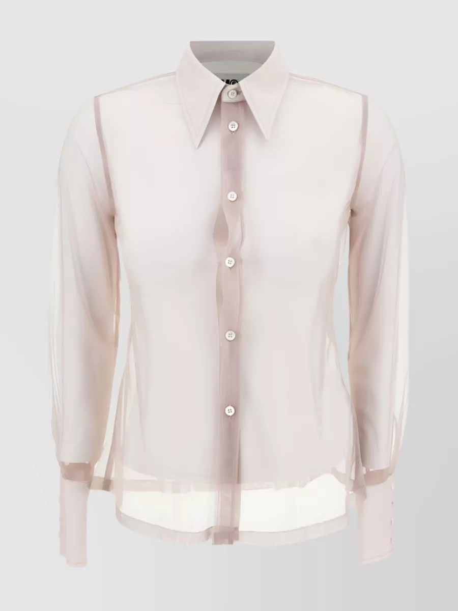 Shop Mm6 Maison Margiela Cotton Tulle Insert Shirt In White